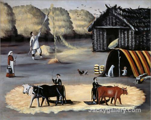 Threshing place in a Georgian village by Henri Rousseau paintings reproduction